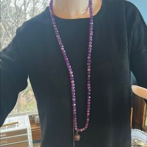 Purple Crystal Beaded Necklace Statement Piece